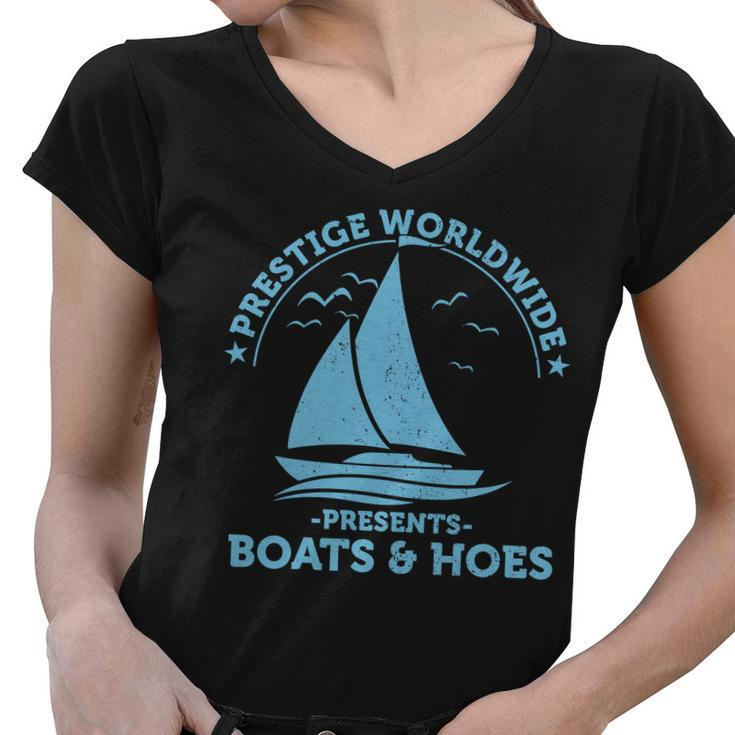 Prestige Worldwide Presents Boats & Hoes Tshirt Women V-Neck T-Shirt