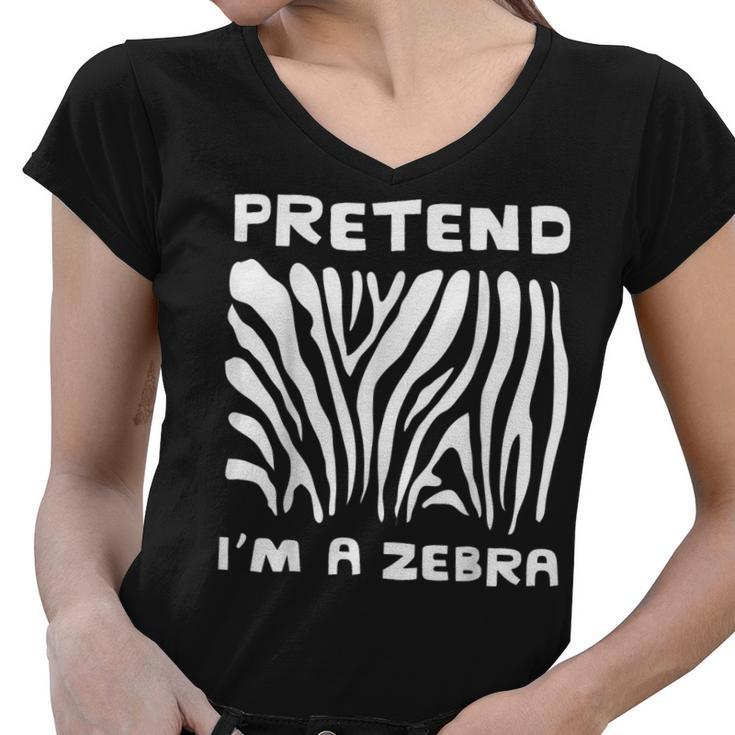 Pretend Im A Zebra Halloween Office Night Party Costume   Women V-Neck T-Shirt
