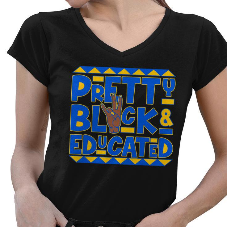 Pretty Black And Educated Sigma Gamma Rho Hand Sign Tshirt Women V-Neck T-Shirt
