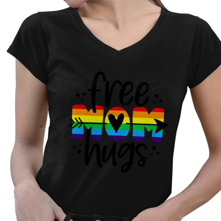 Pride Month Free Mom Hugs Lgbt Pride Women V-Neck T-Shirt