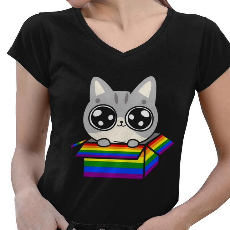 Pride Month Gay Cat In The Lgbt Women V-Neck T-Shirt