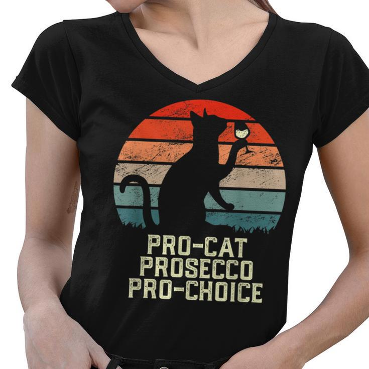 Pro-Cat Prosecco Pro Choice Scotus Defend Roe Funny Meme  Women V-Neck T-Shirt