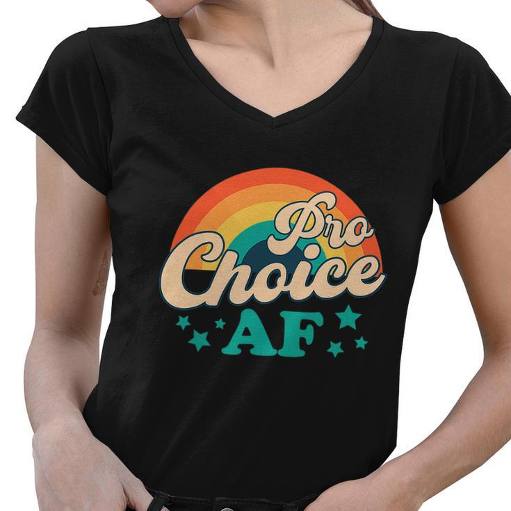 Pro Choice Af Reproductive Rights Rainbow Vintage Women V-Neck T-Shirt