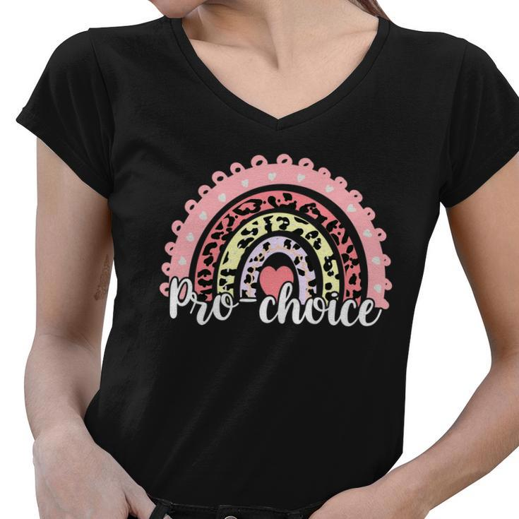 Pro Choice Feminist Rainbow Women V-Neck T-Shirt