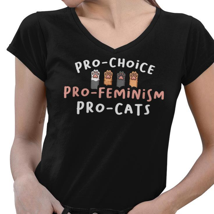 Pro Choice Pro Feminism Pro Cat For A Feminist Feminism  Women V-Neck T-Shirt