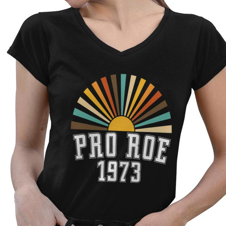 Pro Roe 1973 Rainbow Feminism Womens Rights Choice Women V-Neck T-Shirt