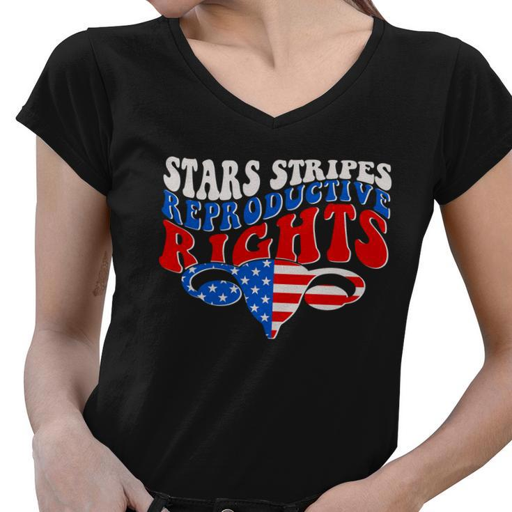 Pro Roe Stars Stripes Reproductive Rights Women V-Neck T-Shirt