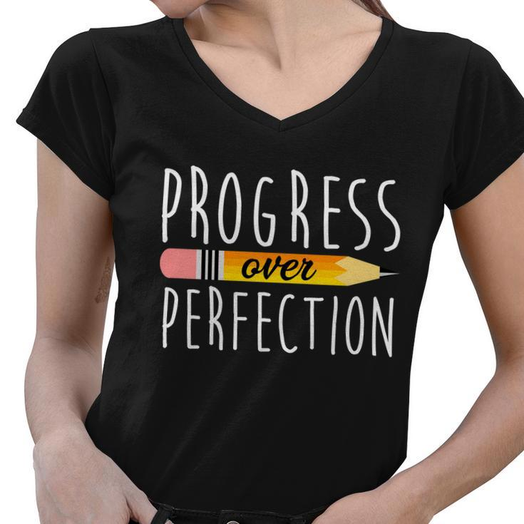 Progress Over Perfection Women V-Neck T-Shirt