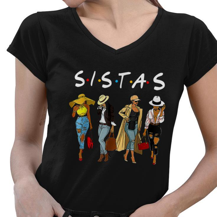Proud Black Sistas Queen Melanin Afro African American Women Women V-Neck T-Shirt