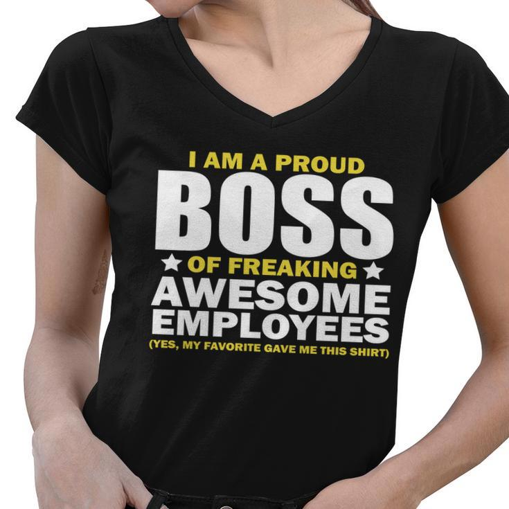 Proud Boss Of Freaking Awesome Employees V2 Women V-Neck T-Shirt