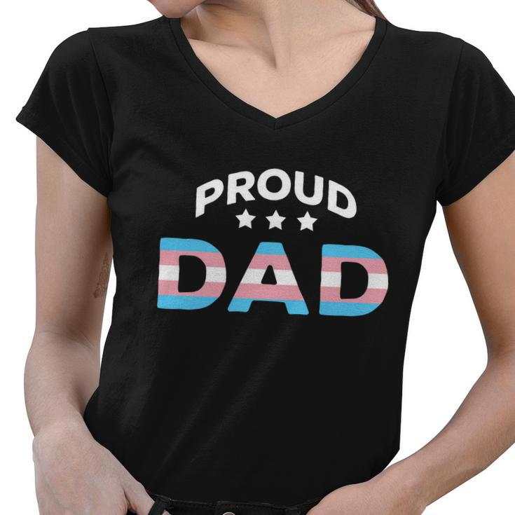 Proud Dad Of Transgender Lgbt Trans Flag Meaningful Gift Design Funny Gift Women V-Neck T-Shirt