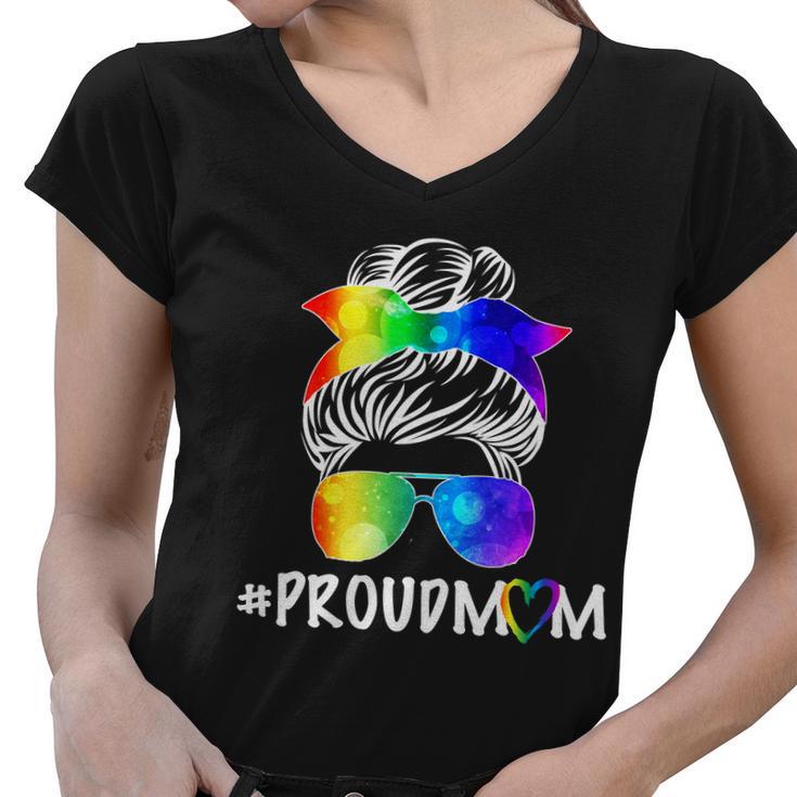 Proud Mom Lgbt Rainbow Pride Tshirt Women V-Neck T-Shirt