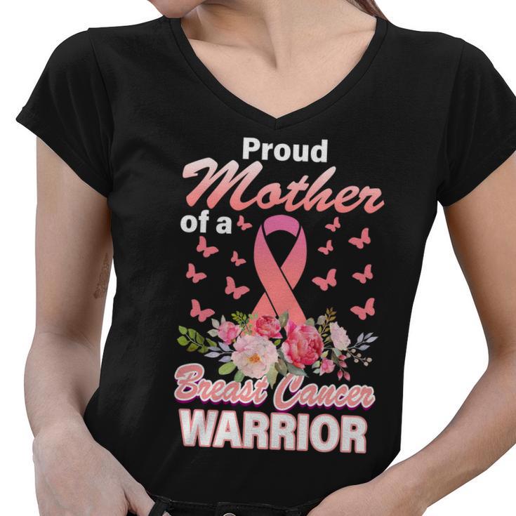 Proud Mother Of A Breast Cancer Warrior Tshirt Women V-Neck T-Shirt