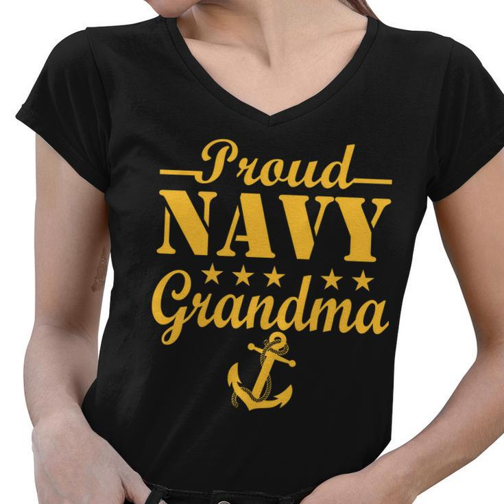 Proud Navy Grandma V2 Women V-Neck T-Shirt