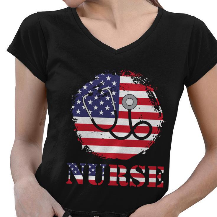 Proud Nurse 4Th Of July Graphic Plus Size Shirt Women V-Neck T-Shirt