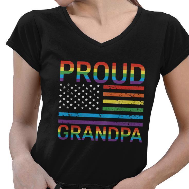 Proud Pride Grandpa Flag Graphic 4Th July Plus Size Shirt Women V-Neck T-Shirt