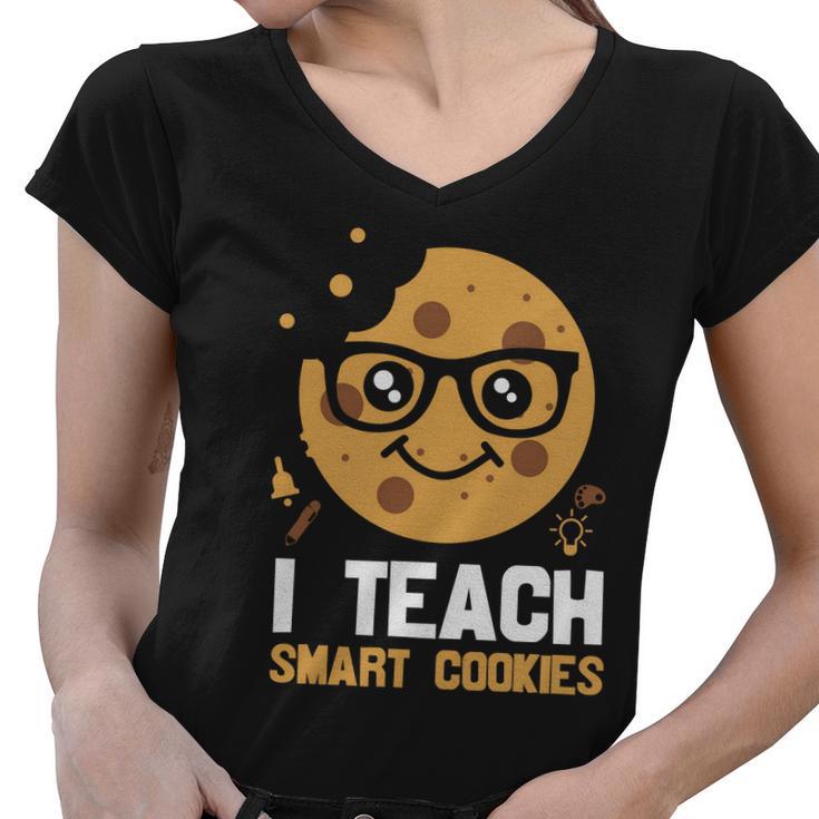 Proud Teacher I Teach Smart Cookies Graphic Plus Size Shirt For Teacher Female Women V-Neck T-Shirt