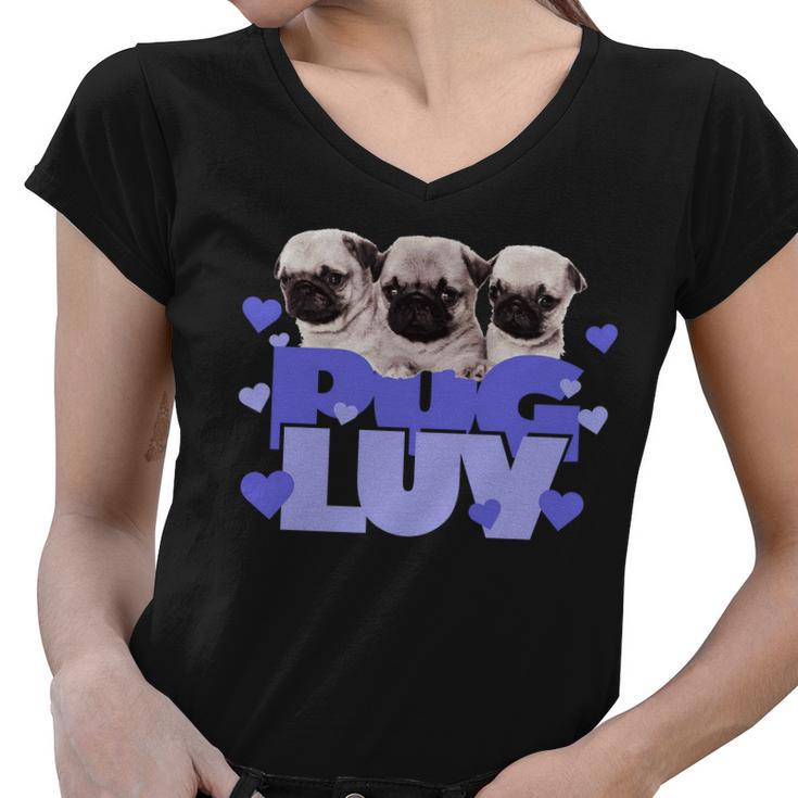 Pug Luv Tshirt Women V-Neck T-Shirt