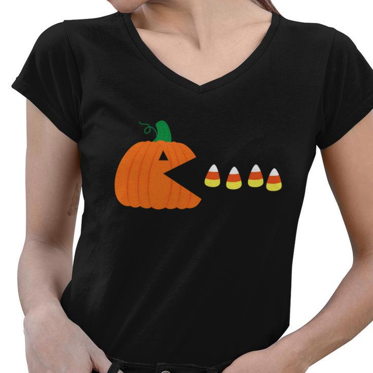 Pumpkin Candy Halloween Quote Women V-Neck T-Shirt