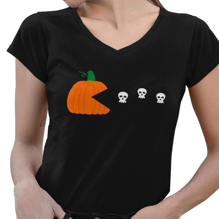 Pumpkin Ghost Boo Halloween Quote V2 Women V-Neck T-Shirt