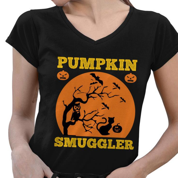 Pumpkin Smuggler Funny Halloween Quote Women V-Neck T-Shirt