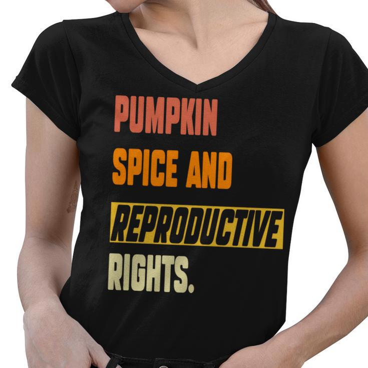 Pumpkin Spice & Reproductive Rights Feminist Pro Choice Fall Women V-Neck T-Shirt