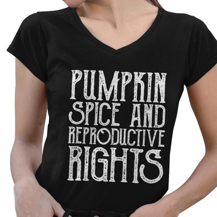 Pumpkin Spice And Reproductive Rights Vintage Feminist Gift Women V-Neck T-Shirt