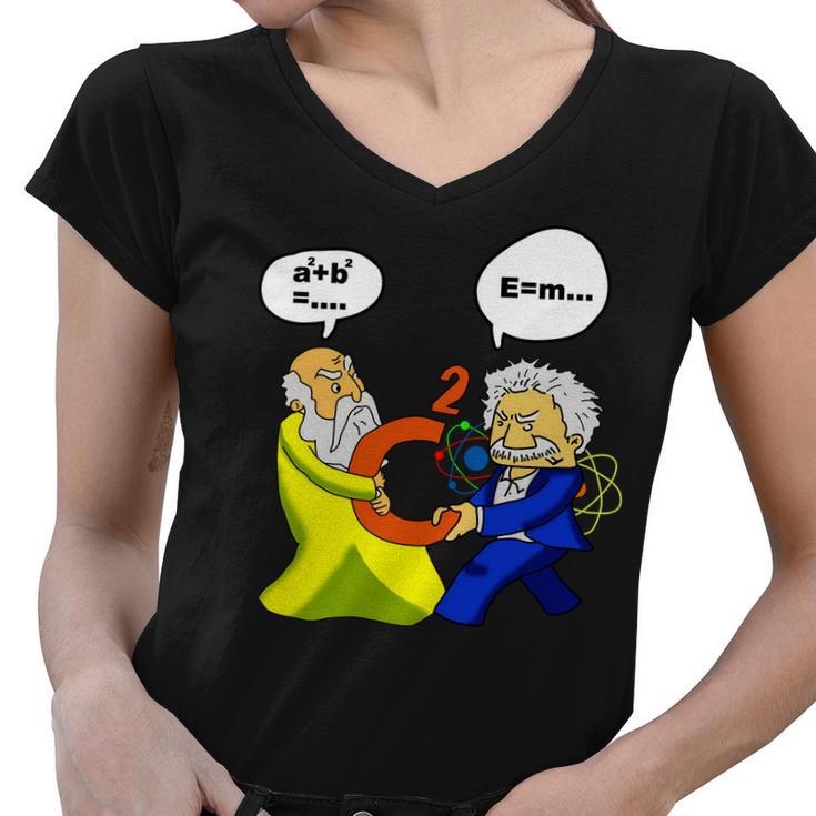 Pythagoras Vs Einstein Funny Math Science Tshirt Women V-Neck T-Shirt