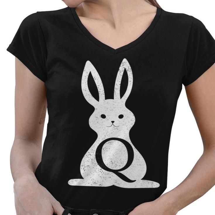 Q Anon Bunny Qanon Women V-Neck T-Shirt