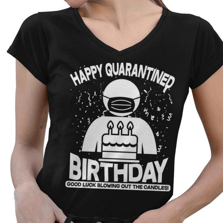 Quarantined Birthday Good Luck Blowing Out The Candles Graphic Design Printed Casual Daily Basic Women V-Neck T-Shirt