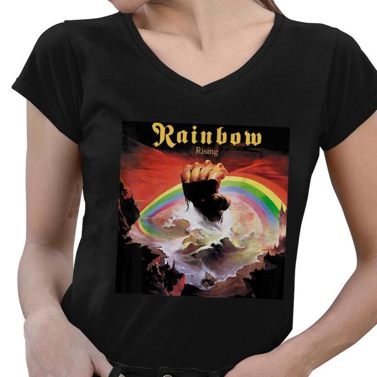 Rainbow Band Rising 2021 Mendagrii Women V-Neck T-Shirt