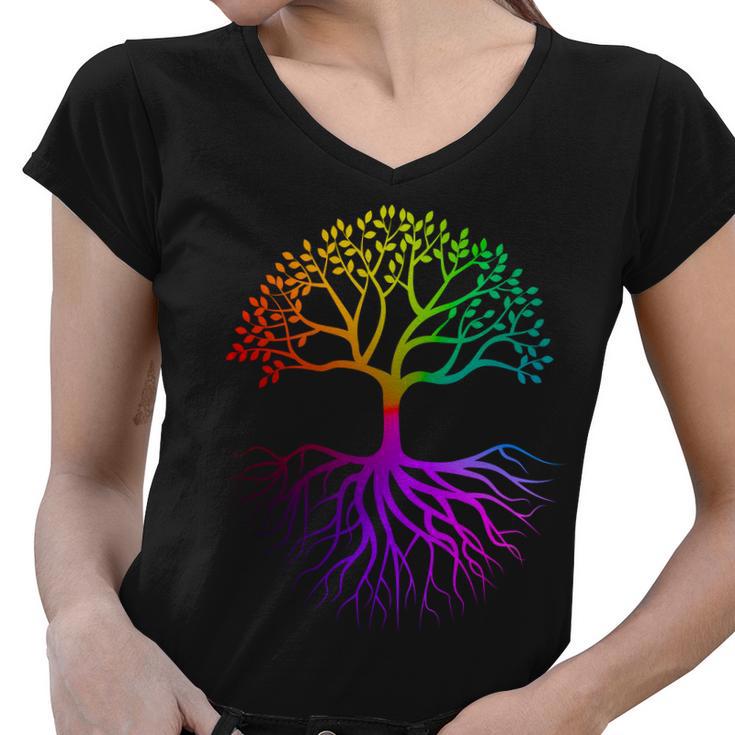 Rainbow Colorful - Tree Of Life Tshirt Women V-Neck T-Shirt