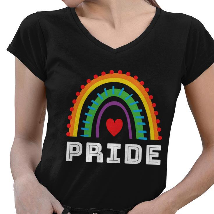 Rainbow Lgbtq Heart Pride Month Lbgt Women V-Neck T-Shirt