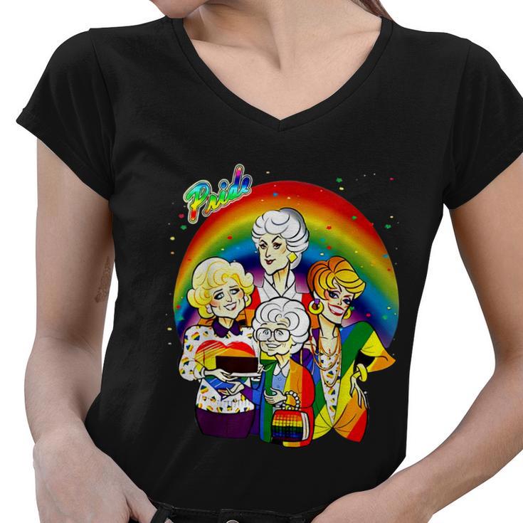 Rainbow Pride The Golden Lgbt Pride Month Girls Women V-Neck T-Shirt