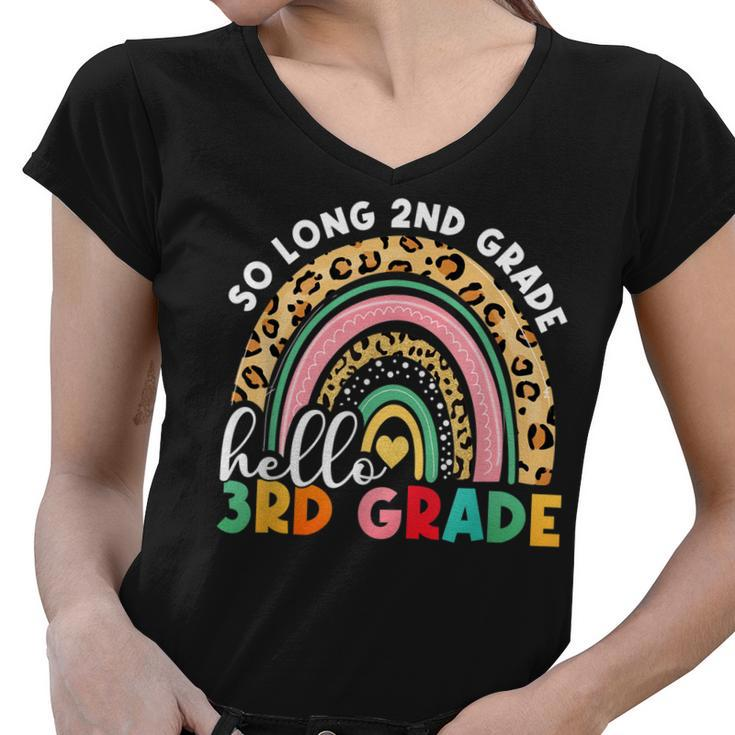 Rainbow So Long 2Nd Grade Hello 3Rd Grade Teacher Kids  Women V-Neck T-Shirt