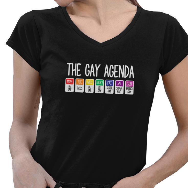 Rainbow The Gay Weekly Agenda Funny Lgbt Pride Women V-Neck T-Shirt