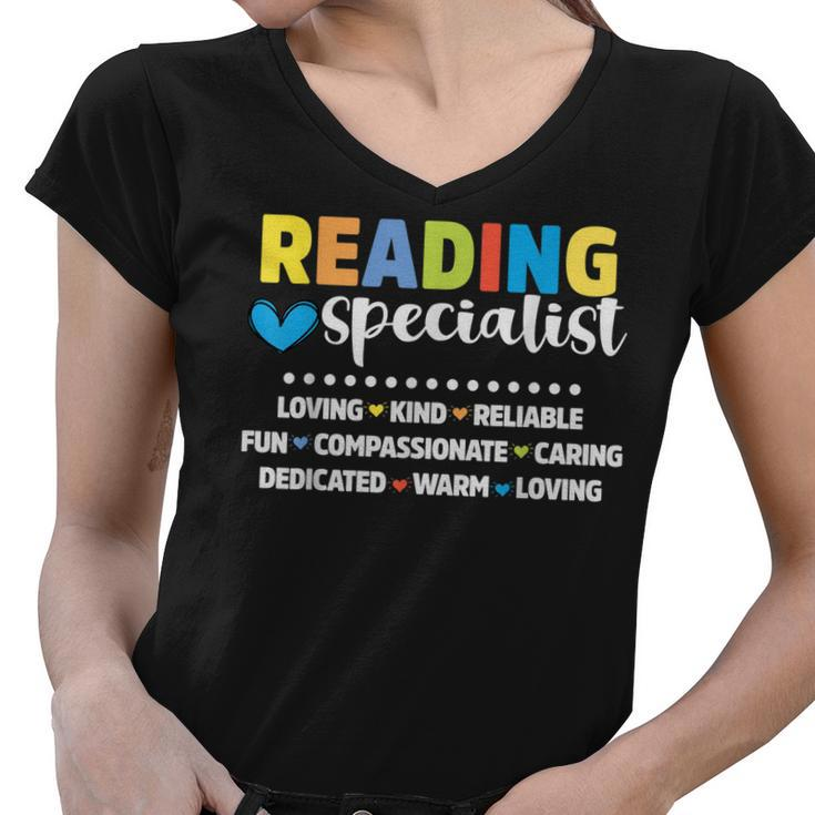 Reading Teacher Literacy Coach Cute Reading Specialist  Women V-Neck T-Shirt