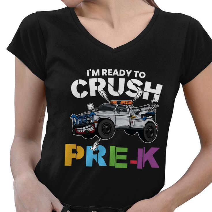 Ready To Crush Prek Truck Back To School Women V-Neck T-Shirt