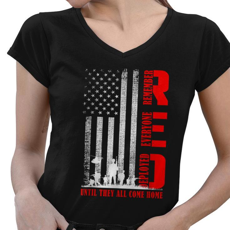 Red Friday Military Us Army Remember Erveryone Deployed Women V-Neck T-Shirt