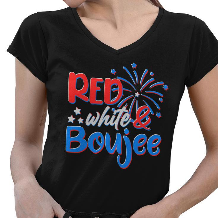 Red White And Boujee 4Th Of July Fireworks Women V-Neck T-Shirt