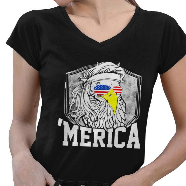 Redneck 4Th Of July Mullet Eagle Funny Bald Eagle ‘Merica Cool Gift Women V-Neck T-Shirt