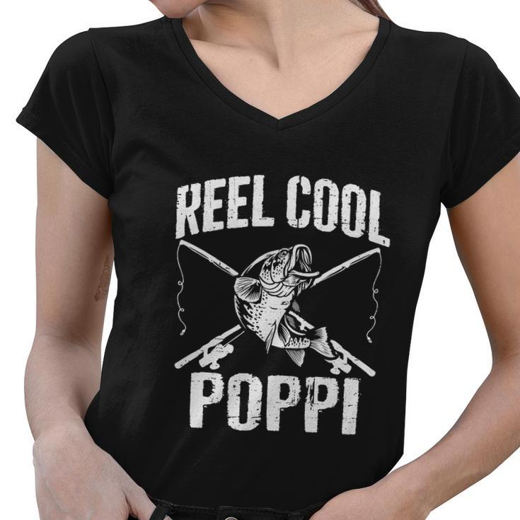 Reel Cool Poppi Fishing Fathers Day Grandpa Dad Women V-Neck T-Shirt