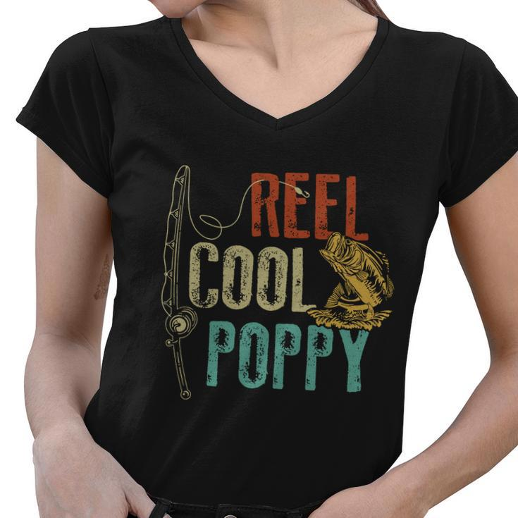 Reel Cool Poppy Fishing Grandpa Gift Fathers Day Fisherman Women V-Neck T-Shirt
