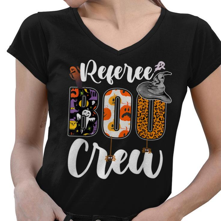 Referee Boo Crew Ghost Funny Referee Halloween Matching  Women V-Neck T-Shirt