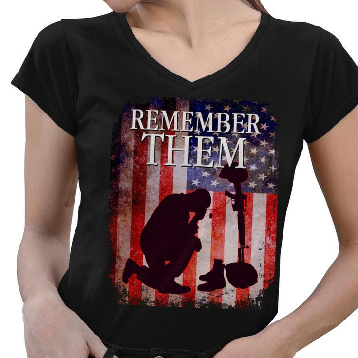 Remember Them Memorial Day Tshirt Women V-Neck T-Shirt