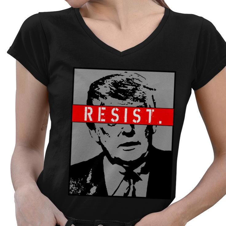 Resist President Donald Trump Anti Trump The Resistance Tshirt Women V-Neck T-Shirt