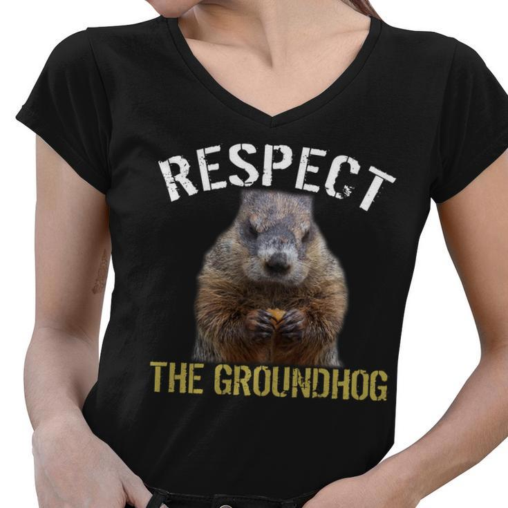 Respect The Groundhog Women V-Neck T-Shirt