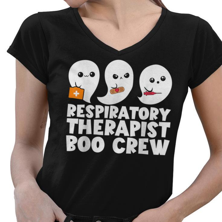 Respiratory Therapist Boo Crew Rt Halloween Ghost  Women V-Neck T-Shirt
