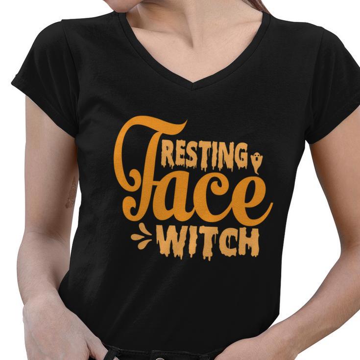 Resting Face Witch Halloween Quote Women V-Neck T-Shirt