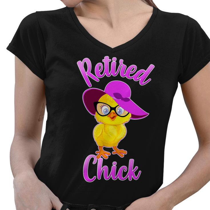 Retired Chick V2 Women V-Neck T-Shirt